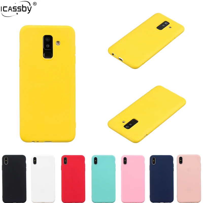

Rubber Silicone Case For Samsung Galaxy A6 2018 A600 Candy Color Soft TPU Back Cover For Coque Samsung A6 Plus 2018 A605F Case