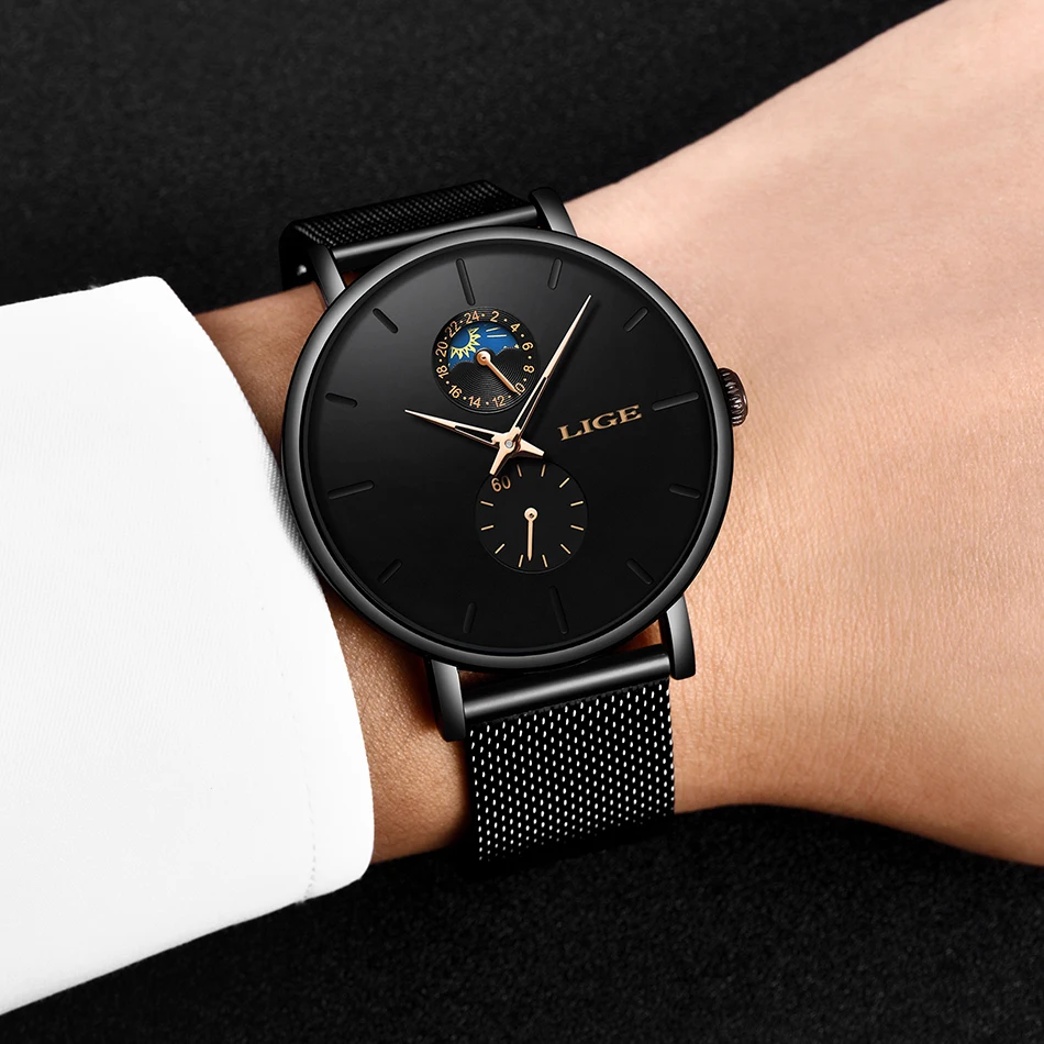 LIGE Fashion Casual Mens Watches Waterproof Analogue Sports Fashion Casual Mens Watches Waterproof Analogue Sports Wristwatches