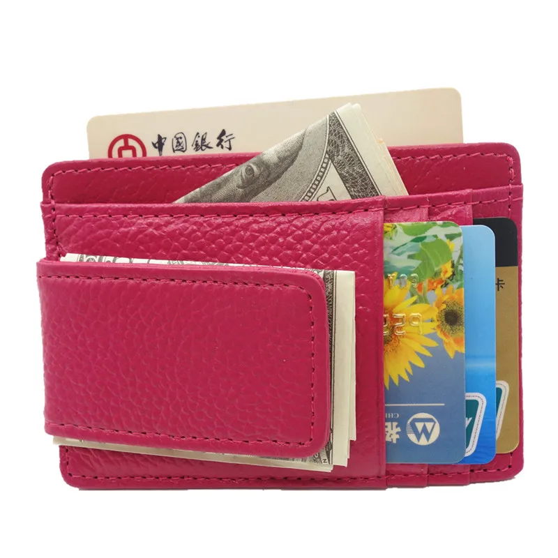 Мужской тонкий кошелек из натуральной кожи с магнитной застежкой и передним