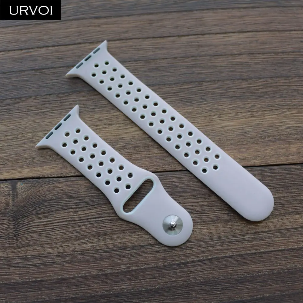L Pink White URVOI, спортивный ремешок для Apple Watch, Nike+ series 54 321, силиконовый ремешок для iwatch, дышащий, весна, новые цвета, 38, 40, 42, 44 мм - Цвет ремешка: L Pink White