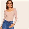SHEIN Приталенный Топ На Молнии С Оригинальным Рукавом Сексуальные Женские Осенние Блузки