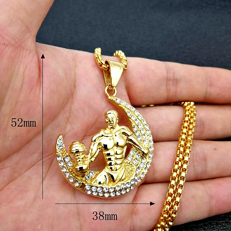 Завод самого хип хоп Bling мышцы человек Цепочки и ожерелья Нержавеющая сталь