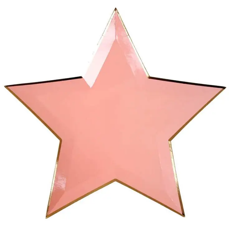 Pink 8 шт./компл. золото Фольга звезда одноразовая посуда бумажные тарелки для вечеринки Бумага посуда Baby Shower День рождения расходные материалы - Цвет: Pink
