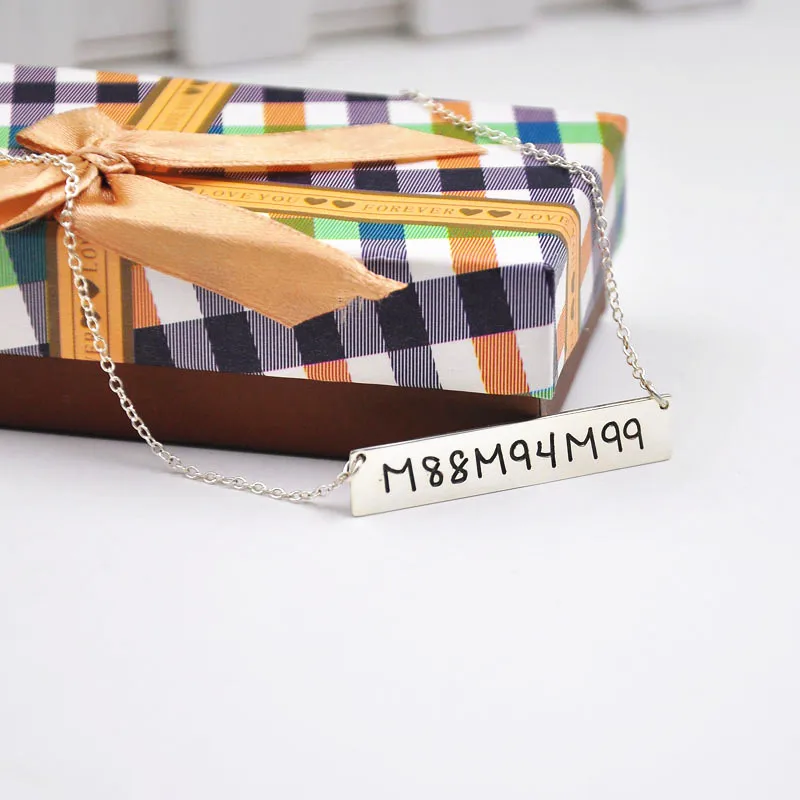 Цепочка штамп с рукописным шрифтом гравировкой украшение на заказ подарок