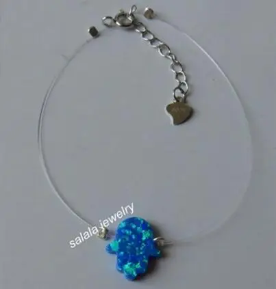 op05 dark blue Промо-акция! 925 стерлингового серебра прозрачная нейлоновая цепь Хамса браслет из опала прозрачный Хамса браслет из опала для подарка на Рождество - Окраска металла: op05 dark blue