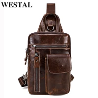 westal genuine leather mens sling chest bag messenger bag mens shoulder bags travel daypack summer designer crossbody bags