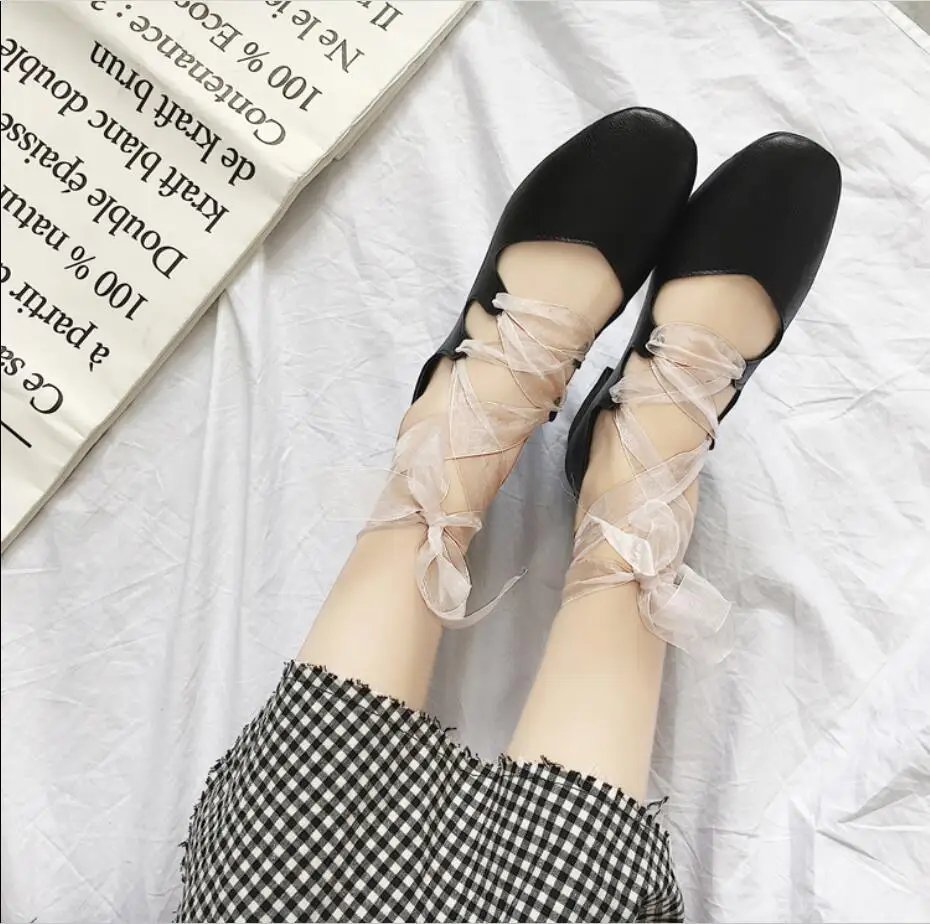 XWWDVV Female spring 2018 new Mori women's shoes with shallow mouth single tied ballet | Обувь