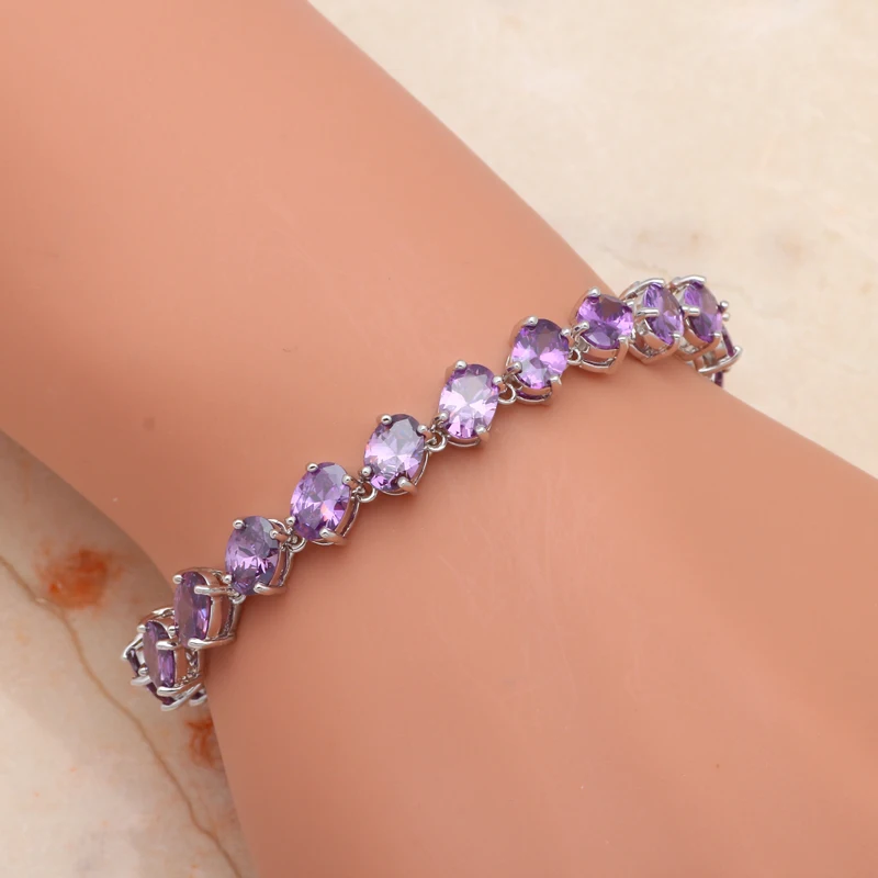 Изящные браслеты с кристаллами женские белые золотые фиолетовые циркониевые