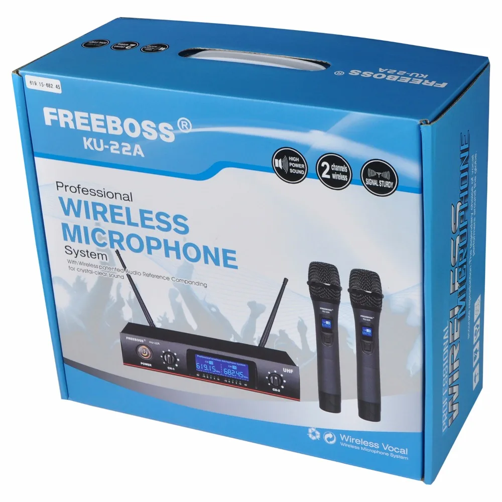 Freeboss KU 22A UHF 2 Way металлический Ручной беспроводной микрофон|wireless microphone|handheld wireless