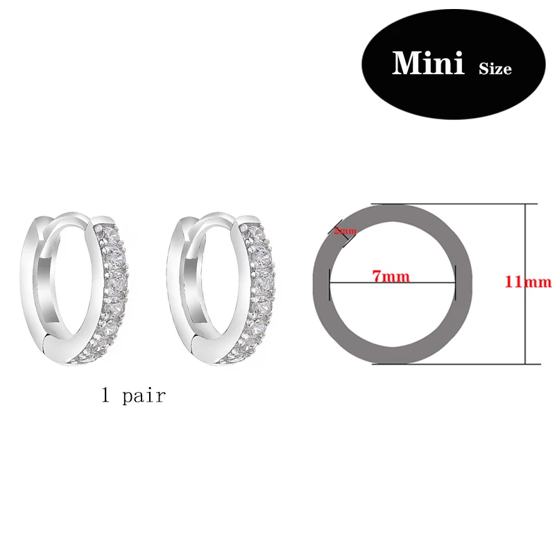 Slovecabin 925 Sterling Silver Gold Hoop Earrings For Women Accessories Round Huggies Pin Big Circle Ear Ring Small Clip Jewelry - Окраска металла: Mini Silver