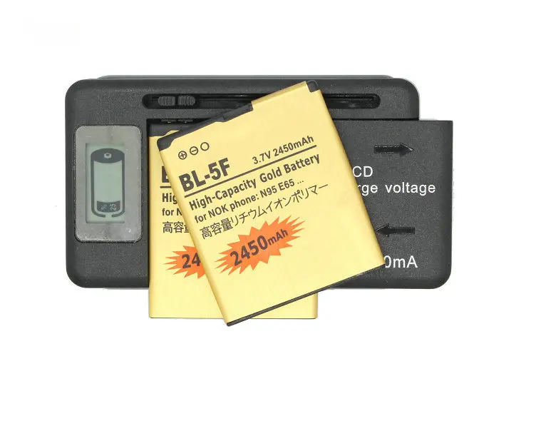Ciszean 2x BL 5F / BL5F Золото Замена Батарея для Nokia N95 N93 N93i N96 N98 N99 E65 6210 2450 мА/ч чехол