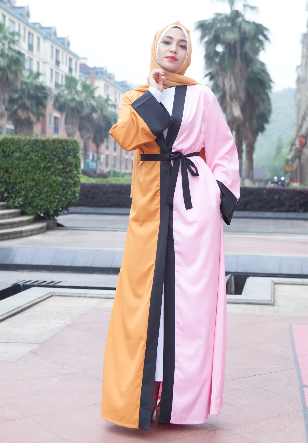Повседневное мусульманское простое длинное платье Abaya хит цвет Лоскутная Туника