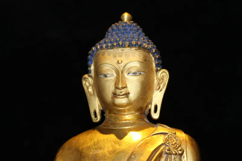 Sakyamuni Будда бронзовая Золотая тибетская Изысканная Статуя Будды
