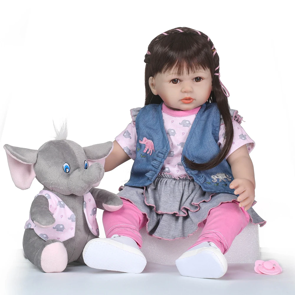 

NPK DOLL22" 58cm reborn toddler silicone vinyl baby dolls bebe reborn bonecas nice clothing plush doll gift
