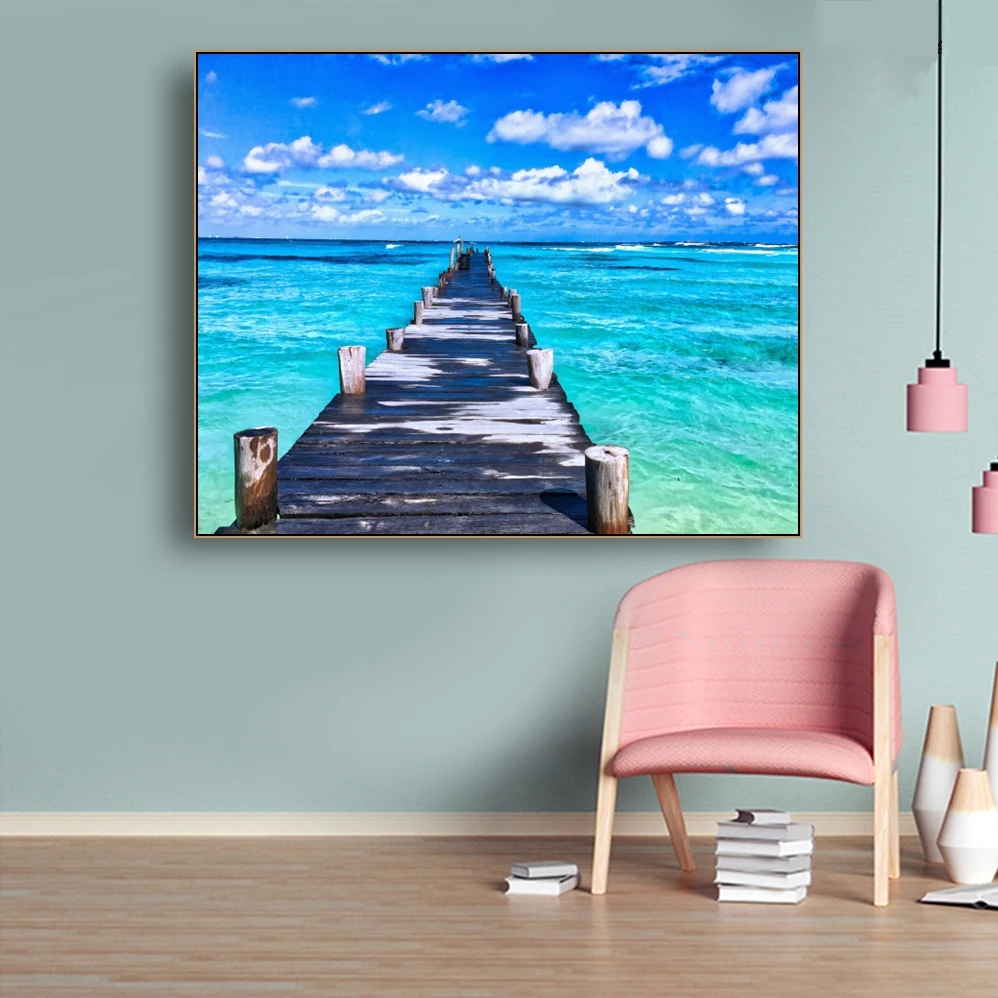 

Seaside Landscape Canvas Painting Wall Art Posters and Prints Wall Decoration Pictures for Living Room Coastal Art Home Decor