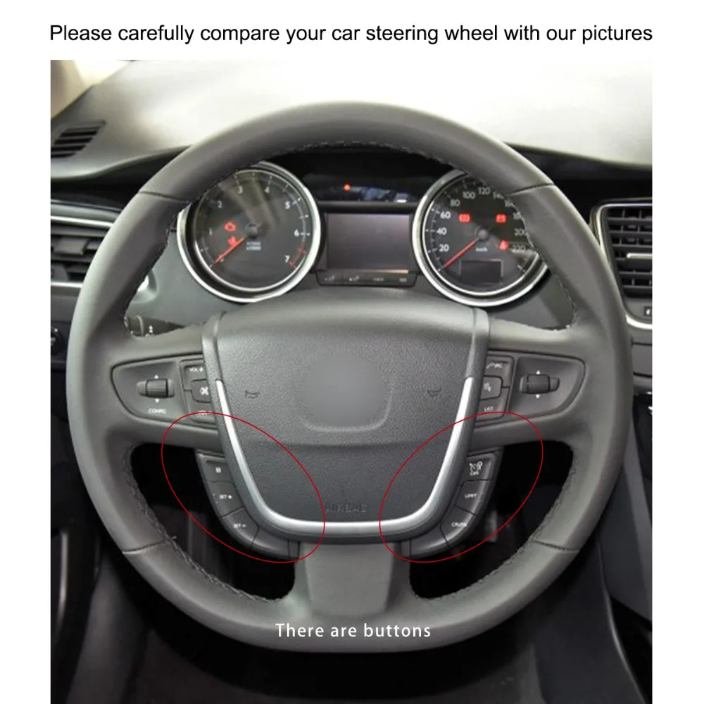 Сшитый вручную PU Micro Fiber Кожаный чехол рулевого колеса автомобиля для Peugeot 508 2011 2008