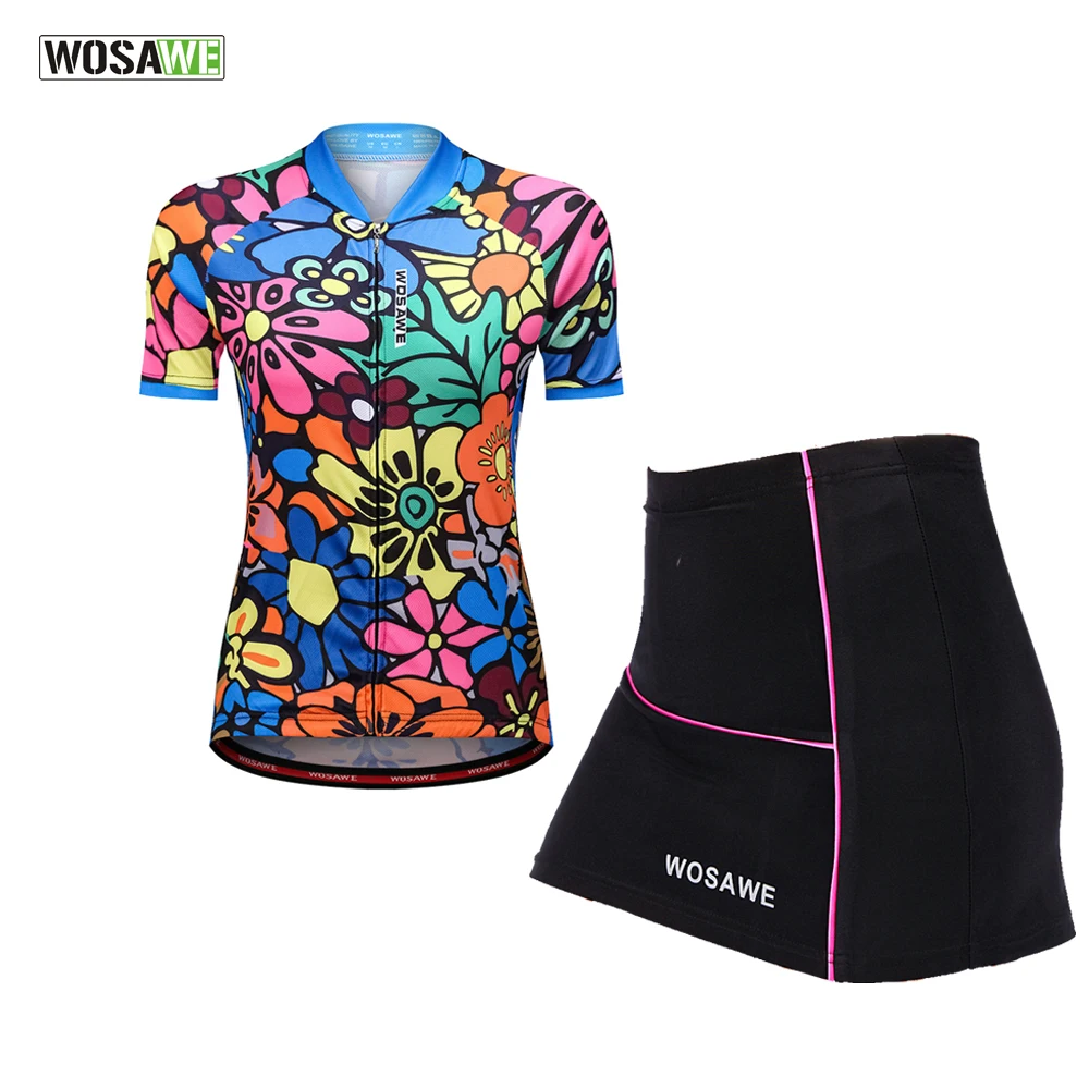 WOSAWE Женская мини юбка + рубашка Ropa Ciclismo велосипедные комплекты Дышащая MTB