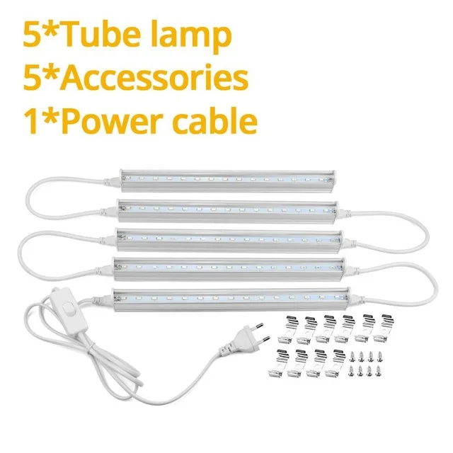 Светодиодный светильник для выращивания растений, полный спектр, светильник для растений, фито-лампа, светодиодный светильник для выращивания растений T5, трубчатая лампа для рассады цветов, комнатных растений - Испускаемый цвет: 5Pcs