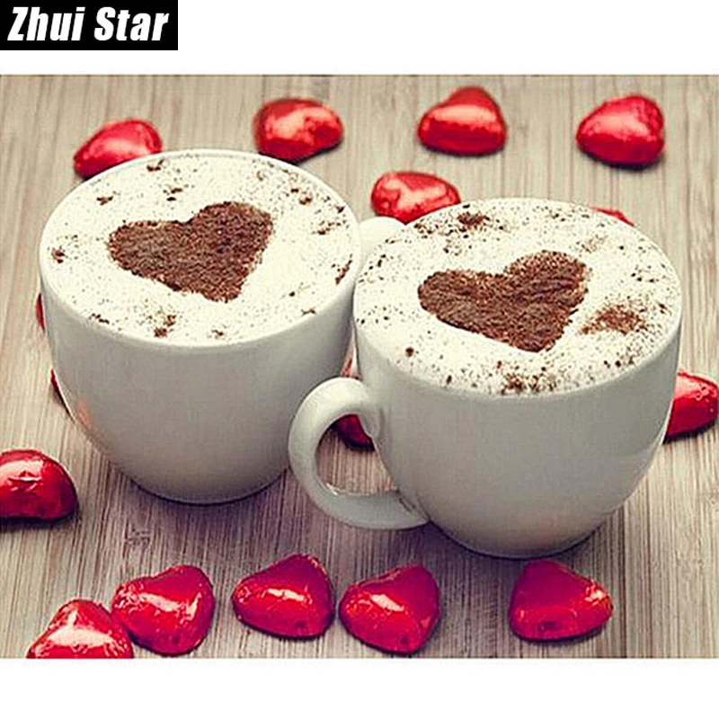 Горячая 5D DIY алмазная живопись &quotСердце кофейная чашка&quot Алмазная вышивка
