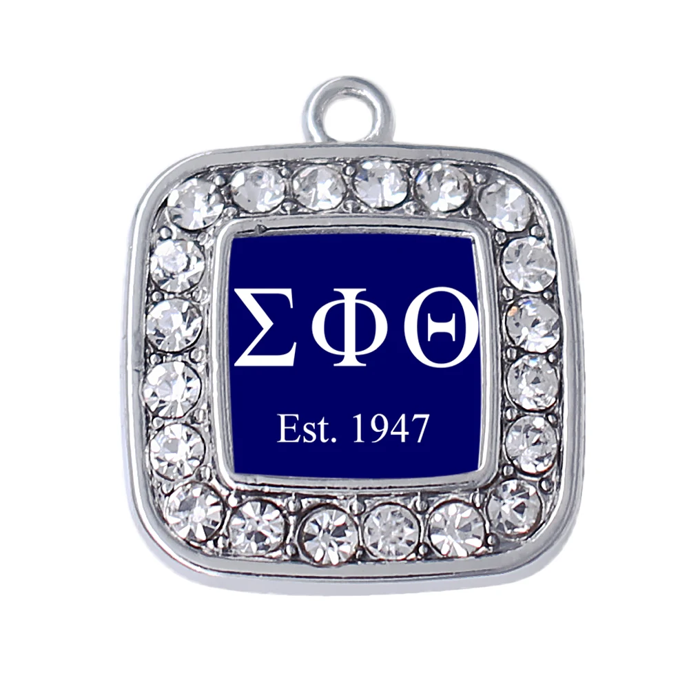 Изготовленные на заказ белые кристаллы синего цвета EST 1947 Sigma Phi Theta греческие
