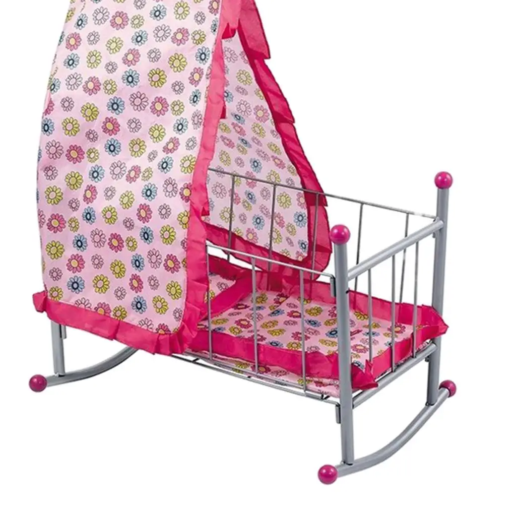 ABS Plastic Baby Crib Rocking Doll Cradle Bed Simulation Furniture Toys Reborn Doll for MellChan Baby Doll Kids Role Play