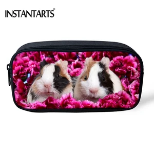 Модный брендовый женский косметический чехол INSTANTARTS, милый Дорожный Чехол для девочек с 3D рисунком морских свинок, детей, карандашей