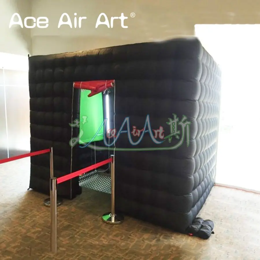 3x2.5x2.5m Newest design black cube inflatable photo booth enclosure cabinet with red foldable curtains no lights | Игрушки и хобби