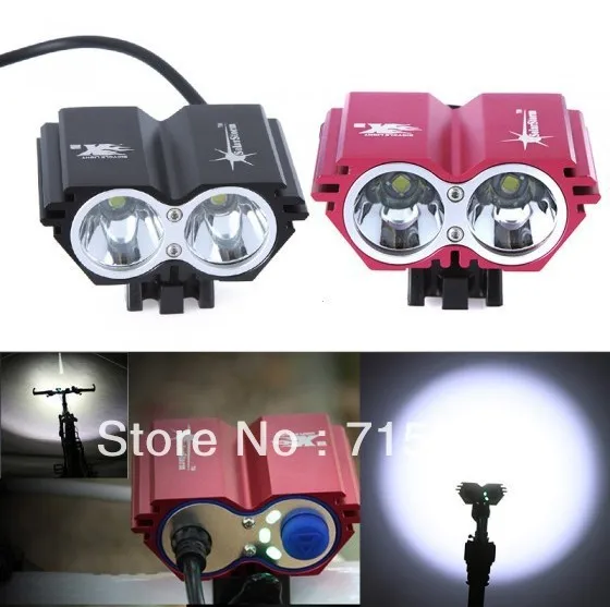 Free shipping 2000LM 2 CREE XM-L U2 LED Bike Bicycle Headlight Headlamp 4 Modes 8.4V 4*18650 Battery Pack 4400mAh | Спорт и