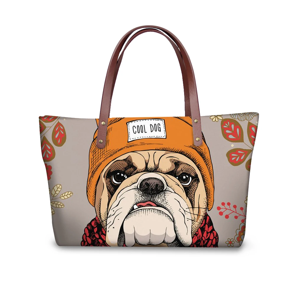 Noisydesigns Women Handbags French Bulldog Pattern Beach Bags for Tote Bag Large Crossbody Female Messenger | Багаж и сумки