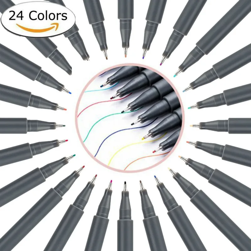 Фломастеры для художественного рисования 24 цвета с тонким наконечником|Маркеры