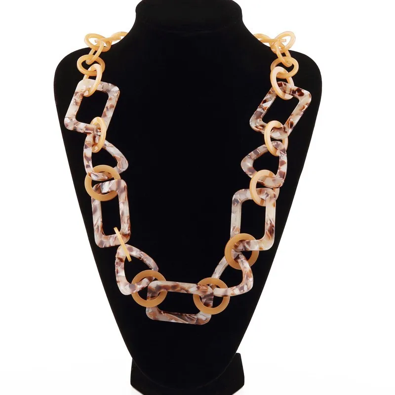 Acrylic Chain Link Long Necklace Basic woman Jewelry NK1015