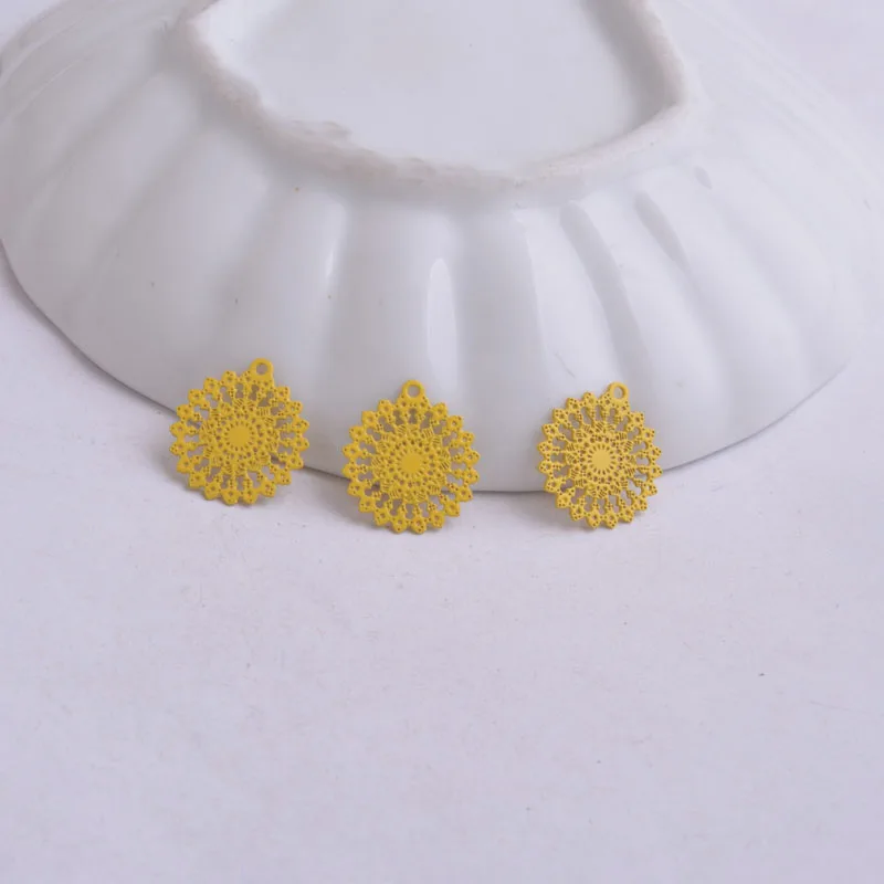 100 шт AC2572 цветная филигранная круглая подвеска в форме солнца DIY filigrane pour bijoux 11 мм* 13 мм