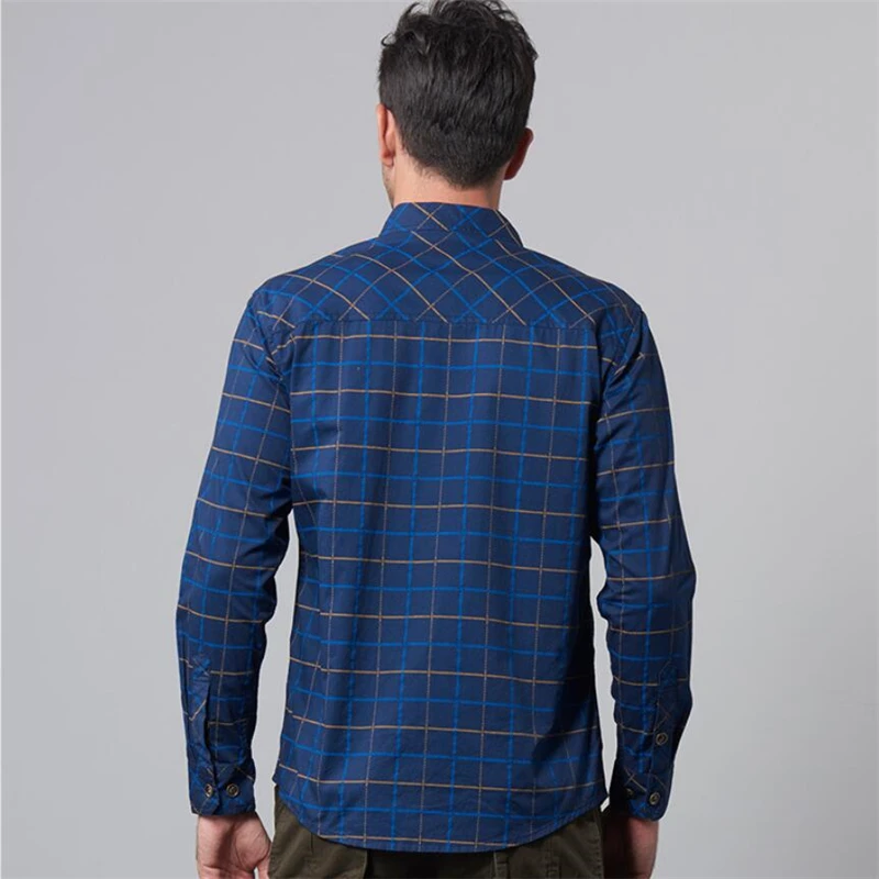 5XL мужская клетчатая рубашка повседневные, из чистого хлопка рубашка с длинными рукавами Camisa социальная Masculina мужские, весенне-осенние армии рубашка в стиле милитари для мужчин