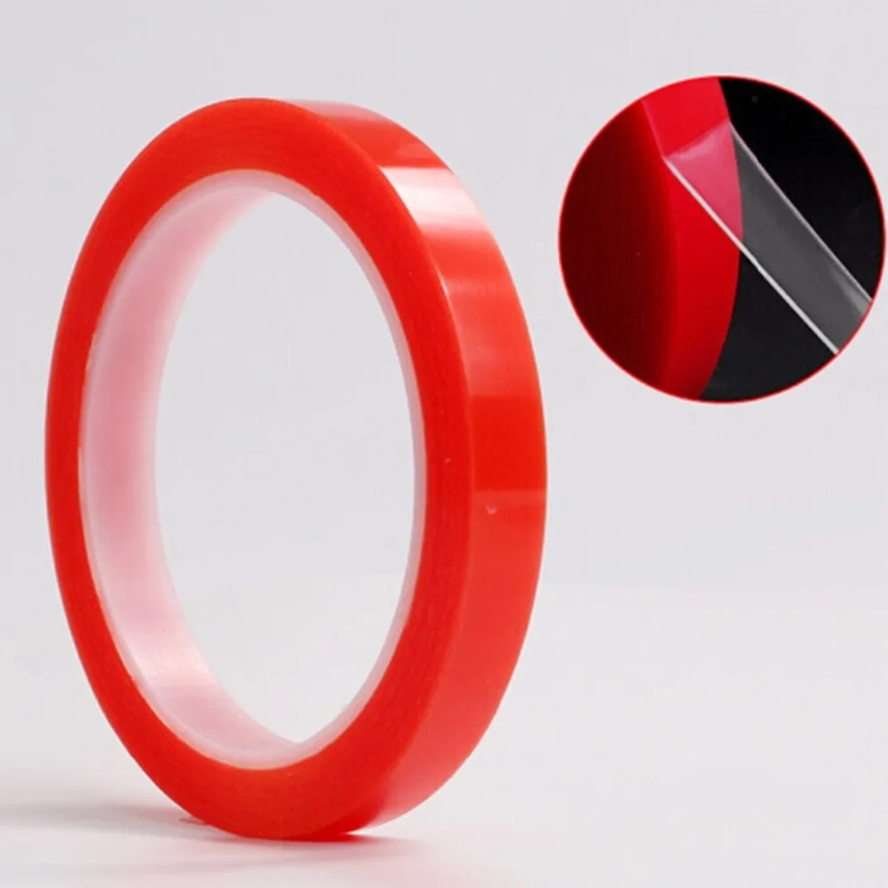 Высокопрочная акриловая гелевая клейкая ПЭТ красная пленка 2 мм 15 * 25 м прозрачная