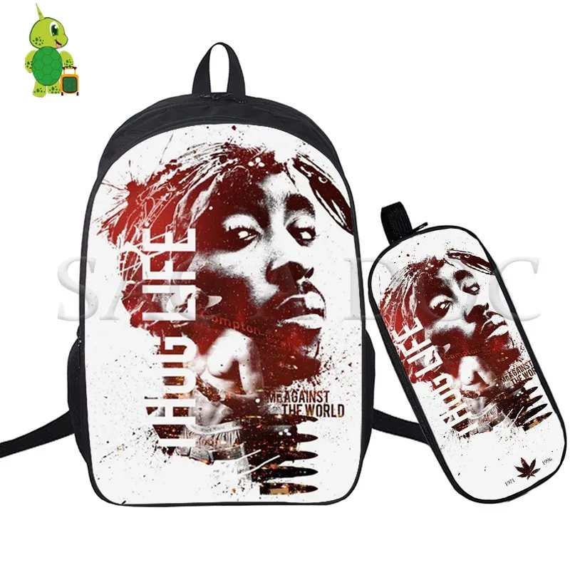 1 Для телефона с изображением Тупака 2Pac в стиле «хип-хоп» с изображением сказочной рюкзак 2 шт./компл. школьные сумки для подростков студентов рюкзак для ноутбука Повседневное дорожные сумки - Цвет: 1