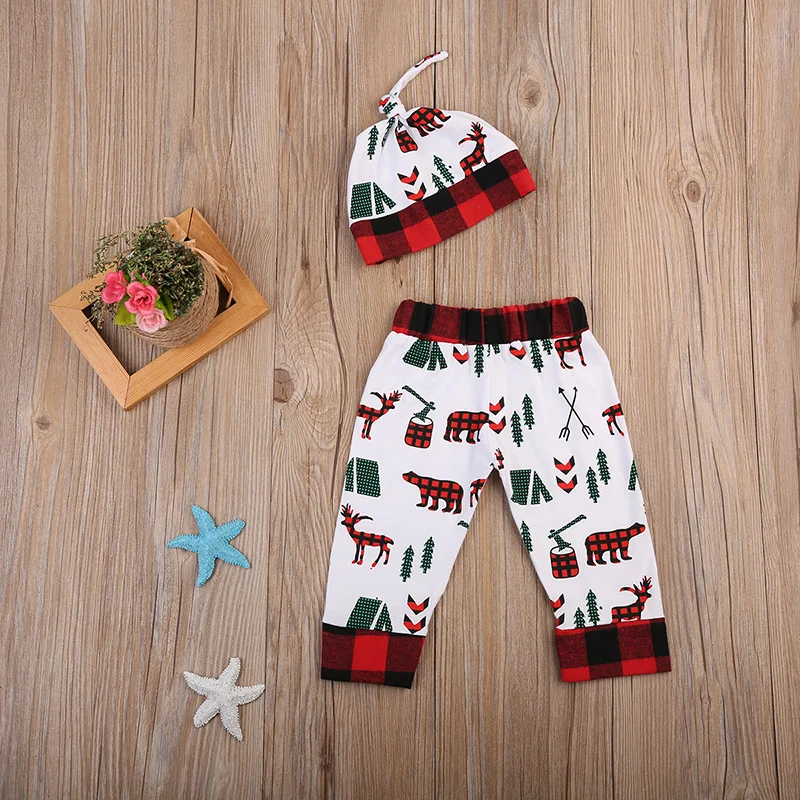 2017 Christmas Newborn Baby Boy Clothes Little Man Long Sleeve Bodysuit Tops+Pant Hat 3PCS Outfit Xmas Toddler Kids Clothing Set |