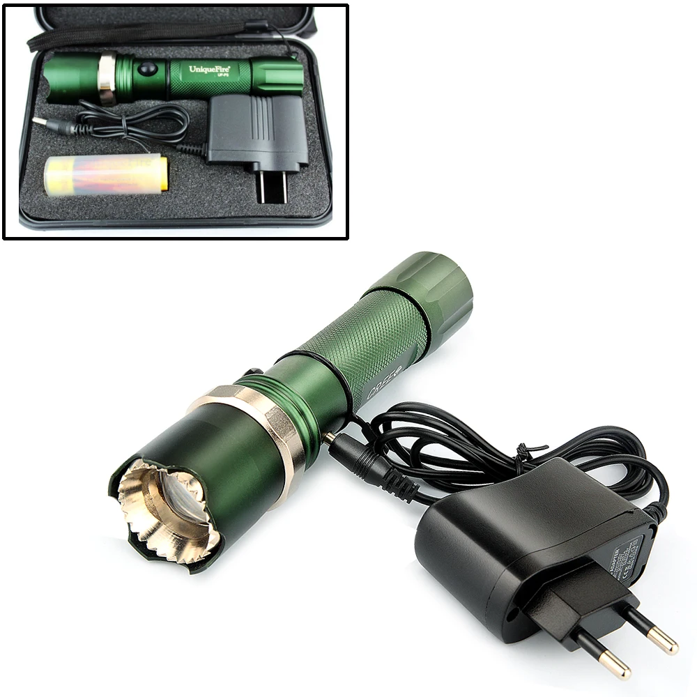 

UniqueFire XPE LED Flashlight +USB Charger+Platics Case KIT SET Hunting Torch For Night Illumianted