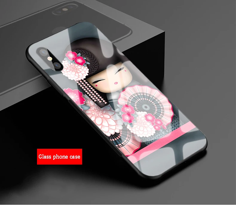 Kawaii японская кукла кокеши Роскошные закаленное стекло чехол для телефона iPhone 5 5C