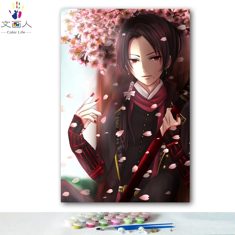 DIY картинки для раскраски по номерам с цветами Touken Ranbu онлайн игра анимация