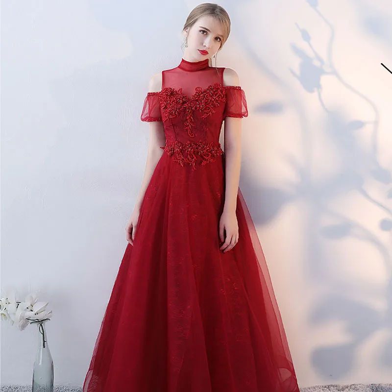 Luxury Beads Work Summer Fashion Evening Dress Elegant Woman Princess Wine Red Long Prom | Свадьбы и торжества