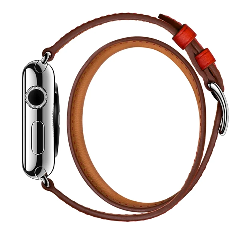 Ремешок для часов с двумя петлями для Apple Watch 1, 2, 3, 4, ремешок 38 мм, 40 мм, 42 мм, 44 мм, ремешок из натуральной кожи в стиле панк для Apple Iwatch