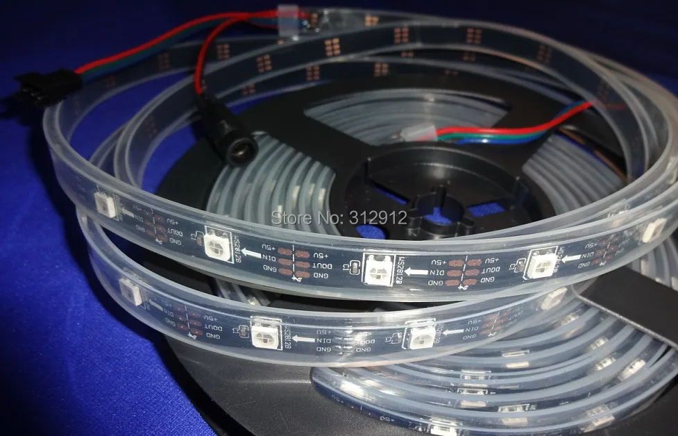 Черный PCB 5 м DC5V WS2812B led pixel srip IP68 30 шт. WS2812B/m с пикселей водонепроницаемый в