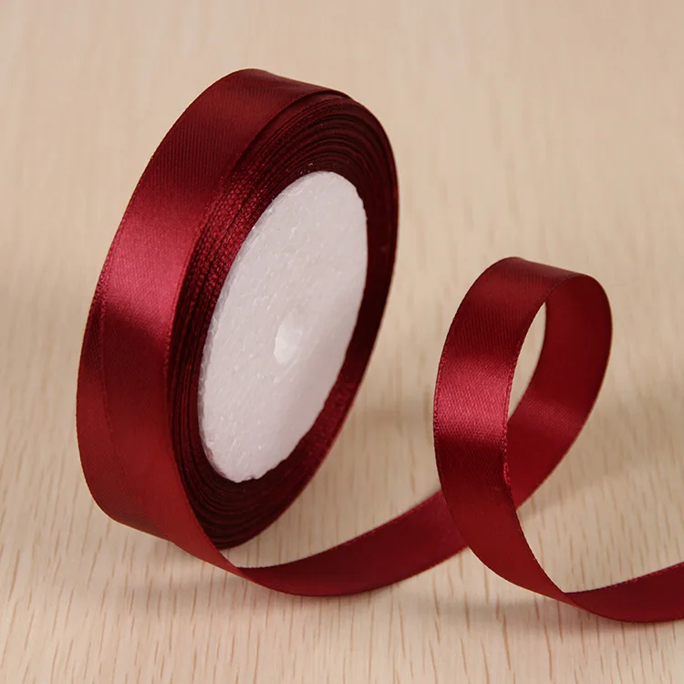 48 Wine Red 22 м/лот 15 мм шелковые атласные ленты Рождественские Свадебные украшения подарок на день рождения упаковка DIY ремесла розы искусственный цветок - Цвет: 48 Wine Red
