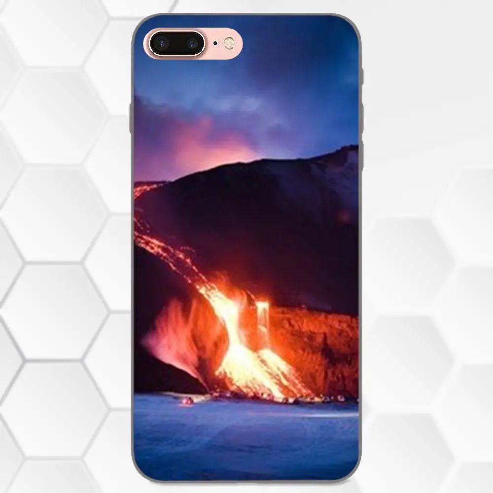 Черный чехол для смартфона с изображением чудес природы вулкана Исландии Xiaomi Redmi