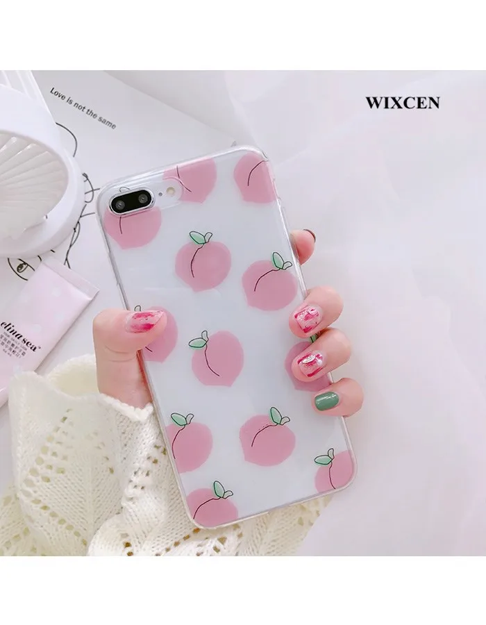 Wixcen милый свежий персиковый чехол для телефона Iphone 7 7plus 6 6s 8 X Розовый Прозрачный