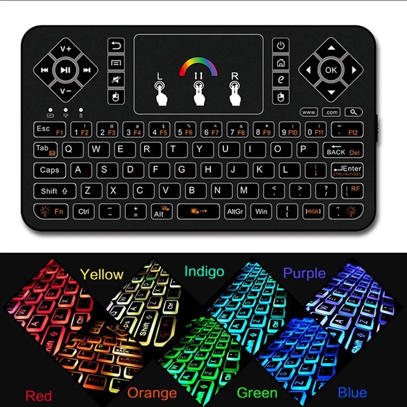 Q9 Mini 2 4 ГГц Беспроводная клавиатура RGB подсветка Air Mouse тачпад мыши для Android/Google Smart