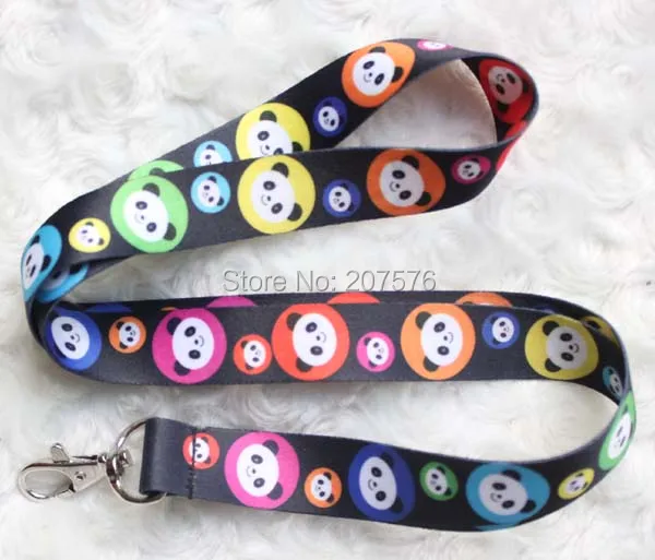 

Free Shipping 10pcs Cartoon Panda Head Cello Phone Neck Strap Keys Lanyards H-72