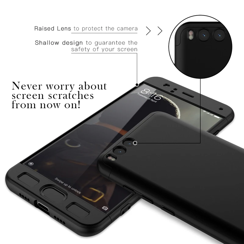 GrandEver 3 in 1 PC Hard Case For Xiaomi 6 Cover Full Protective Ultra thin Matte Plain Solid Color Coque | Мобильные телефоны и