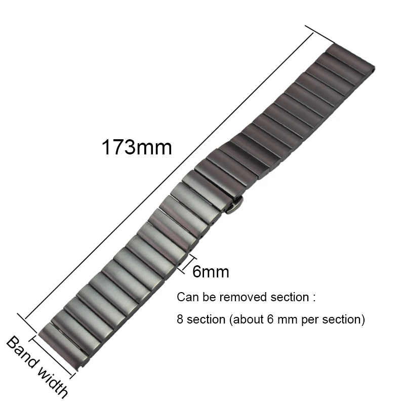 Solid Stainless Steel Watch Band Bracelet 16mm 18mm 20mm 22mm Silver Black Brushed Metal Watchbands Strap