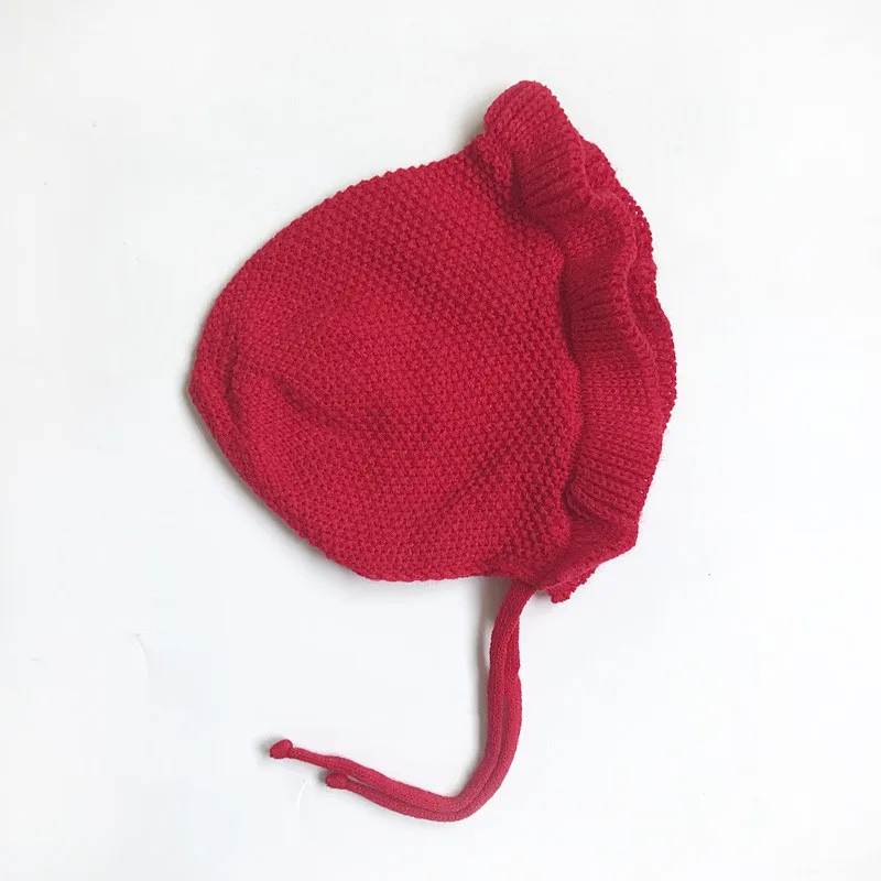New Spring Newborn Baby Hat Handmade Wool Ear Knitting Hats Fashion Monolayer Lotus Leaf Yarn Warmer Caps Kids | Детская одежда и